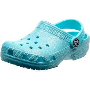 NWT Crocs Kids' Classic Glitter Clog , Ice Blue Glitter, 1 Little Kid